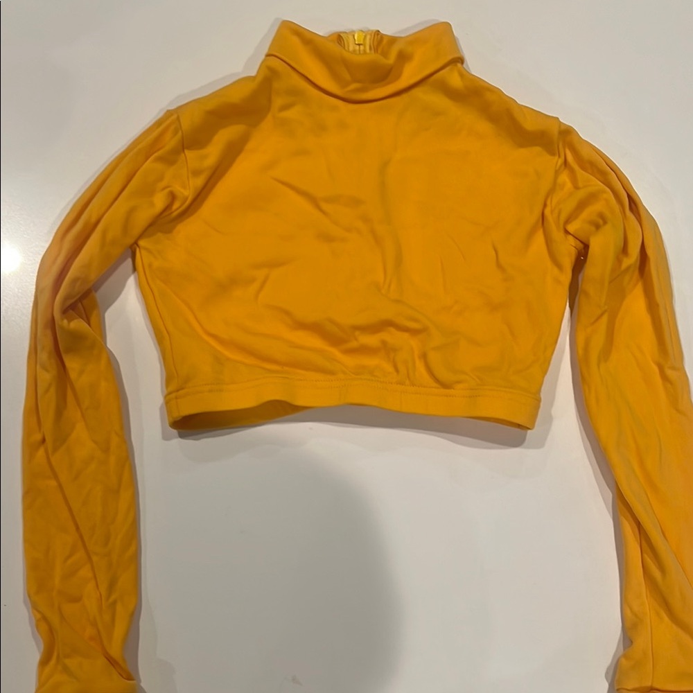 Sunny Yellow Kids' Cropped Turtleneck Top